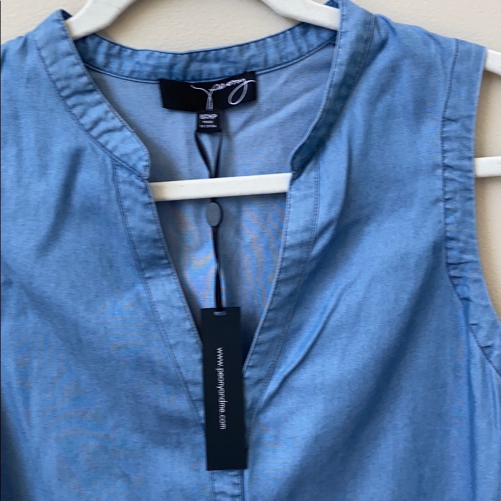 Print and Me sleeveless high/low tunic
